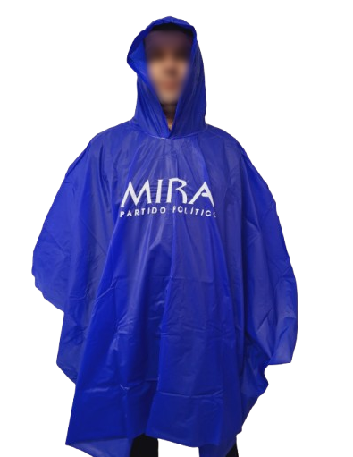 Capa de lluvia azul
