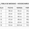 Tabla de medidas Hoodie niño(a)